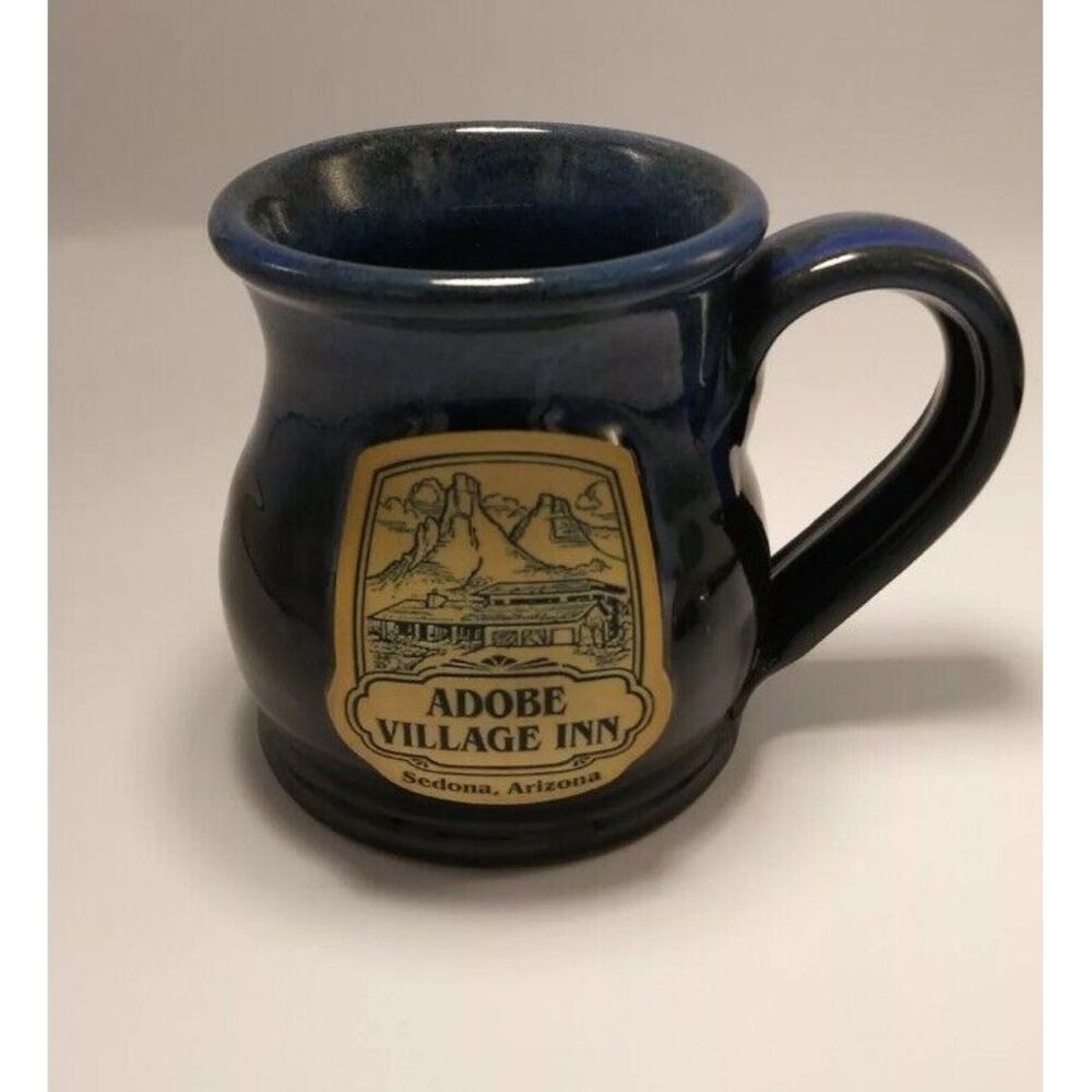 DENEEN POTTERY Adobe Village Inn Sedona AZ Handthrown Blue/Black Coffee Mug 2015